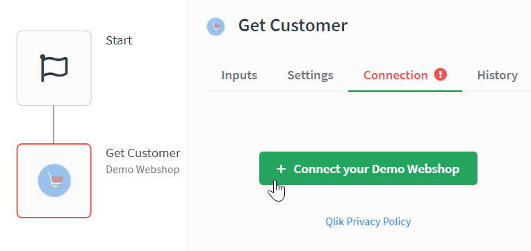 Connection section of configurator showing the connect your connector button