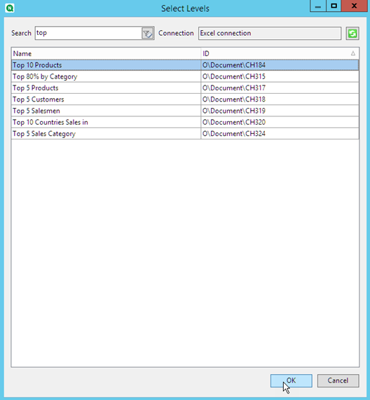 The Add Levels window