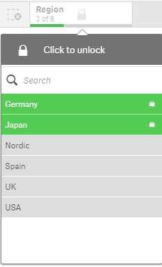 Locked values within a selection.