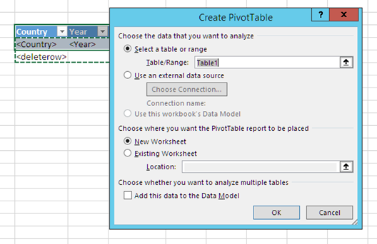 Création d'un modèle de rapport Excel avec tableau croisé dynamique.