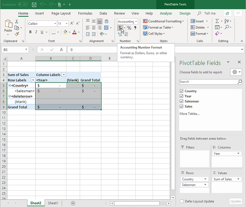 Création d'un modèle de rapport Excel avec tableau croisé dynamique.