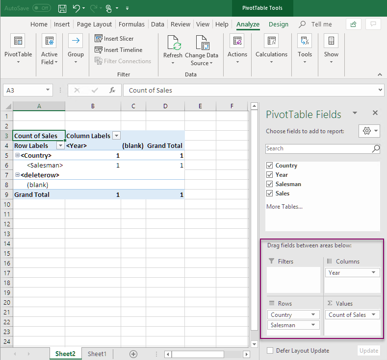 Création d'un modèle de rapport Excel avec tableau croisé dynamique.