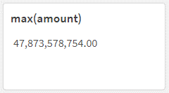 Exemple d'un objet Qlik Sense avec une valeur utilisant le séparateur de milliers.