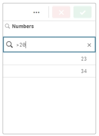 La ricerca numerica per i valori che corrispondono un confronto numerico specifico (in questo caso, valori maggiori di 20).