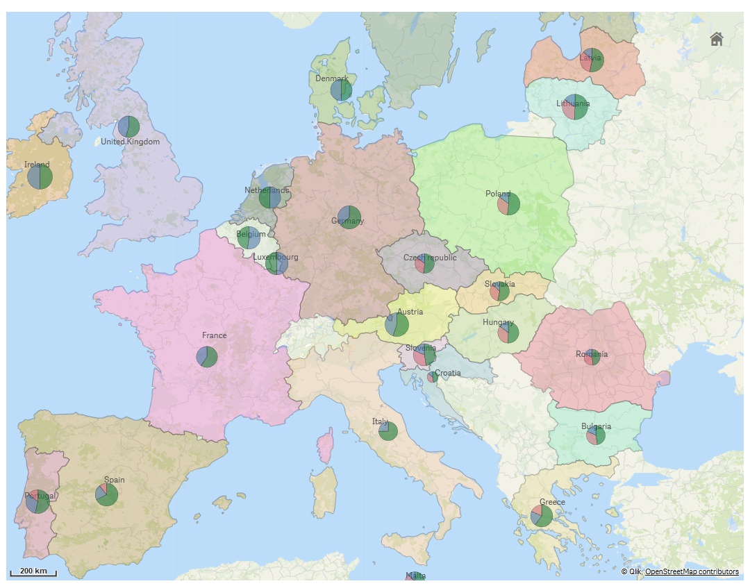 Mappa con livello di densità.