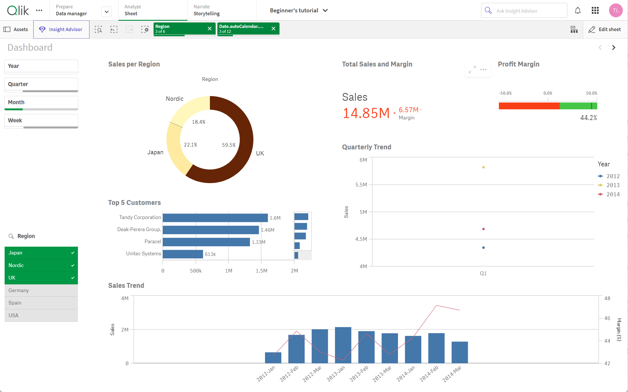 È possibile effettuare rilevazioni applicando le selezioni