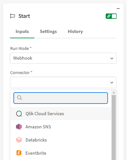 Webhook start block option