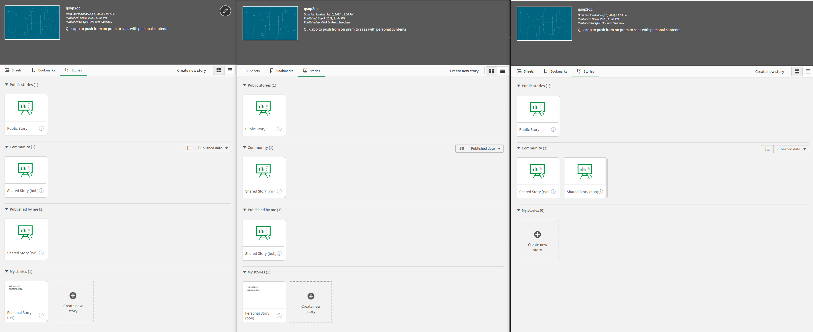 インポート前の Qlik Sense Client-Managed アプリのストーリー