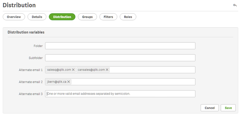 User profile email distribution setup.