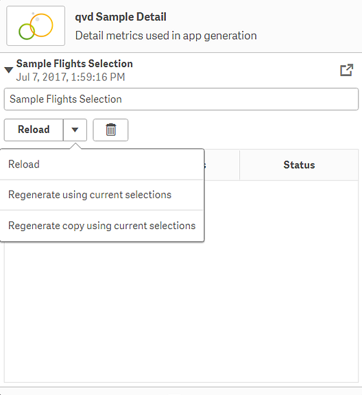 Painel de detalhes com menu de carregamento.