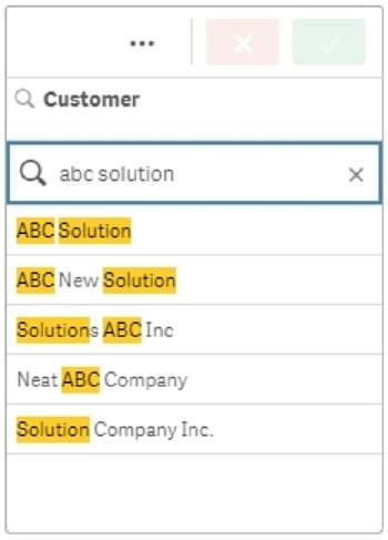 Pesquisa de texto para duas cadeias de caracteres separadas: “abc” e “solution”, separadas por um espaço.