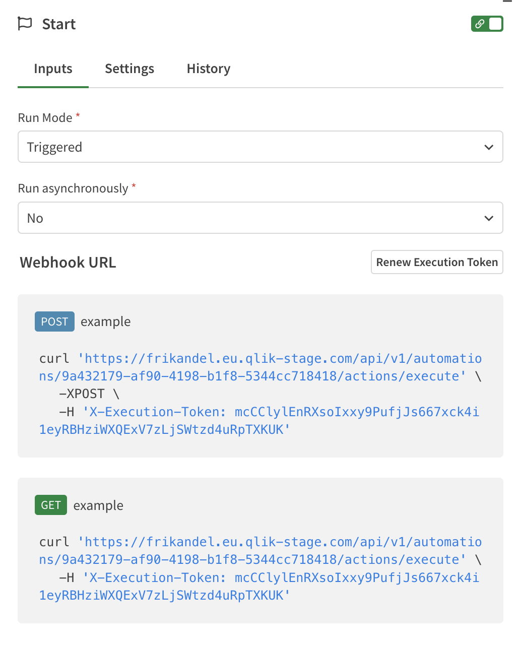 webhook url from a start block