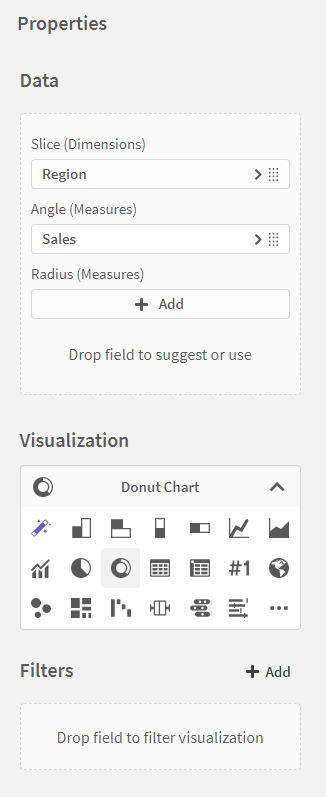 Egenskapspanelen med visualisering vald.