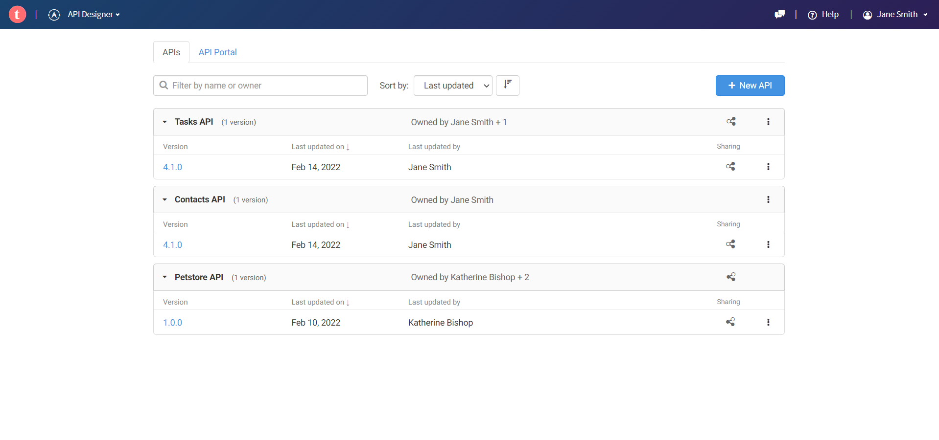 Talend Cloud API Designer-Homepage.