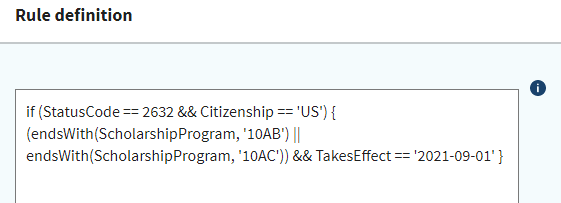 Erweiterter Modus („Advanced“) zur Erstellung einer Datenqualitätsregel