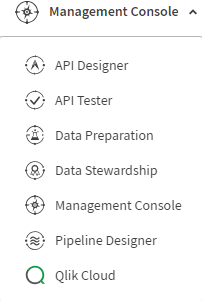 Das Navigationsmenü zeigt das neue Qlik Cloud-Element