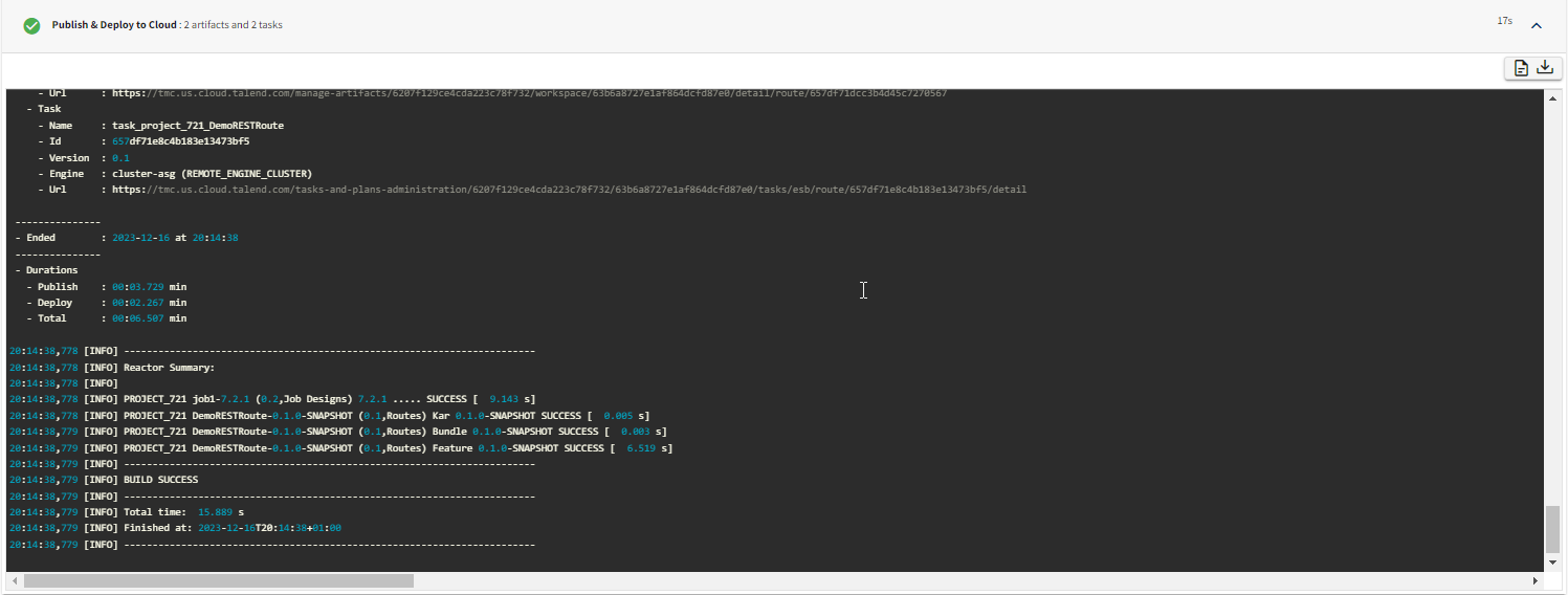 Beispiel der Ansicht „Publish and Deploy to Cloud (Veröffentlichen und in der Cloud implementieren)“.