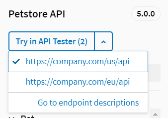 Endpoints drop-down list.