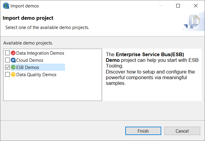 Import demos dialog box.