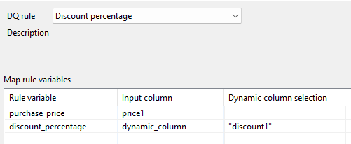 Configuration window to associate the variables.