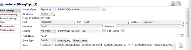 Screenshot of the component basic settings.