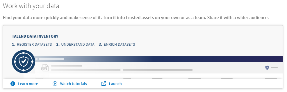 Talend Data Inventory tile.