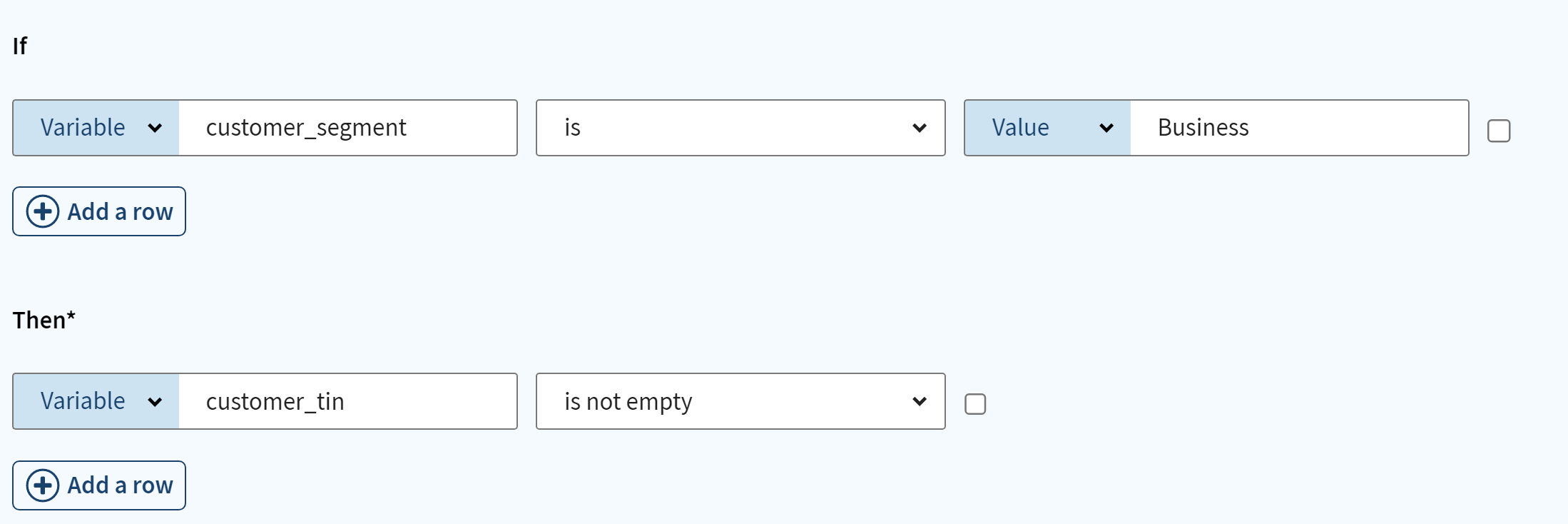 Configuration to create a data quality rule in basic mode.