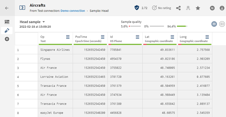 Opening the sample from the Grid view.