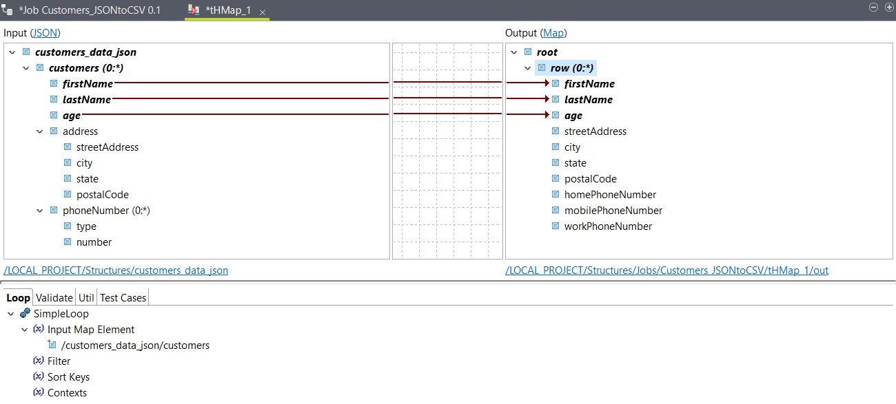 Looping expressions from the input to the output.