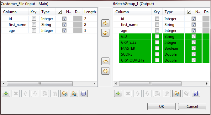 Example of input and output schemas.