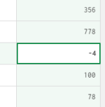 Example of a negative value found in a column.