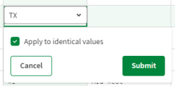 Apply to identical values checkbox.