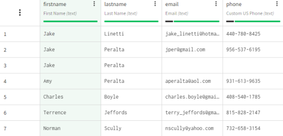 Dataset containing duplicated customer information.