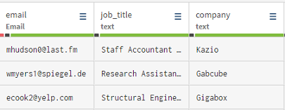 Some columns in the grid with their quality bar showing invalid or empty cells.