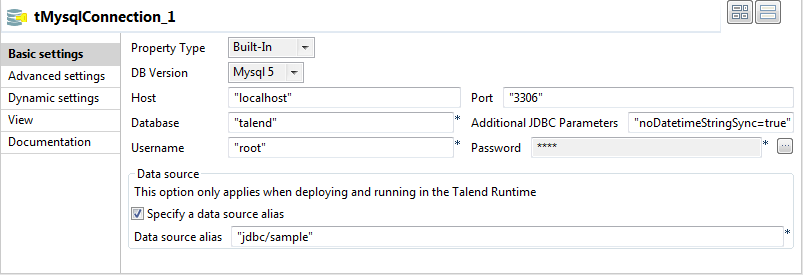 Basic settings view.