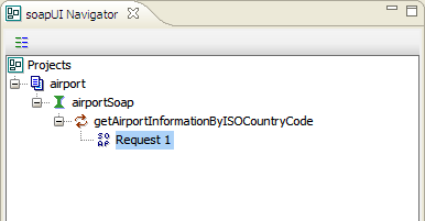soapUI Navigator interface with the new project.
