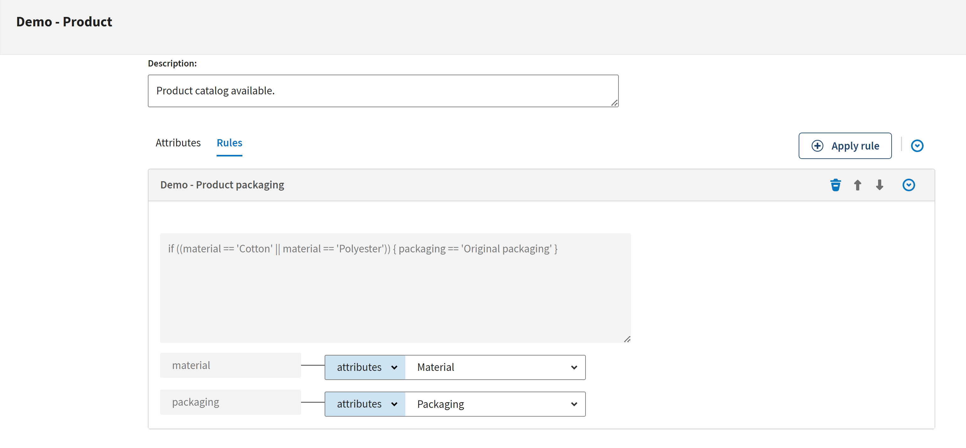 Demo rule added to the data model.