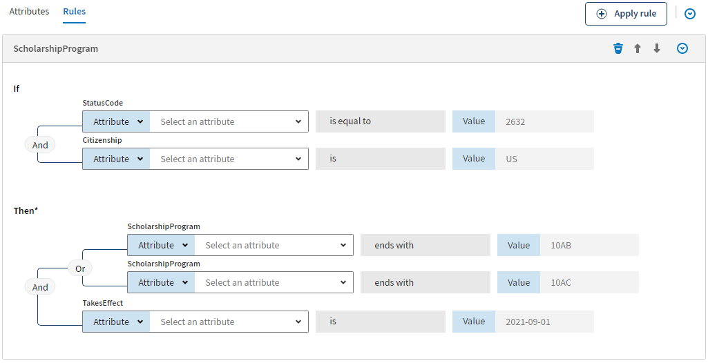 Rules tab in a data model.