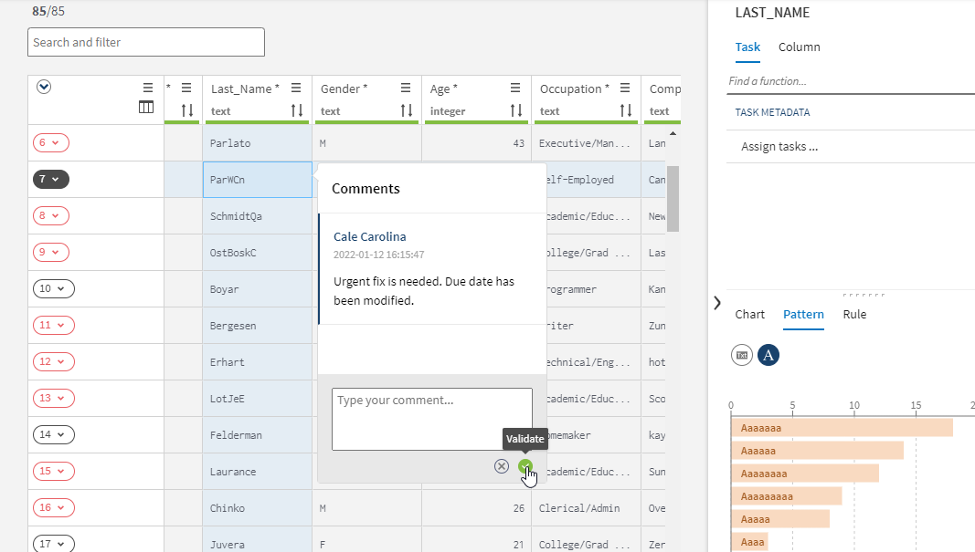 Configuration to add comments to task attributes.