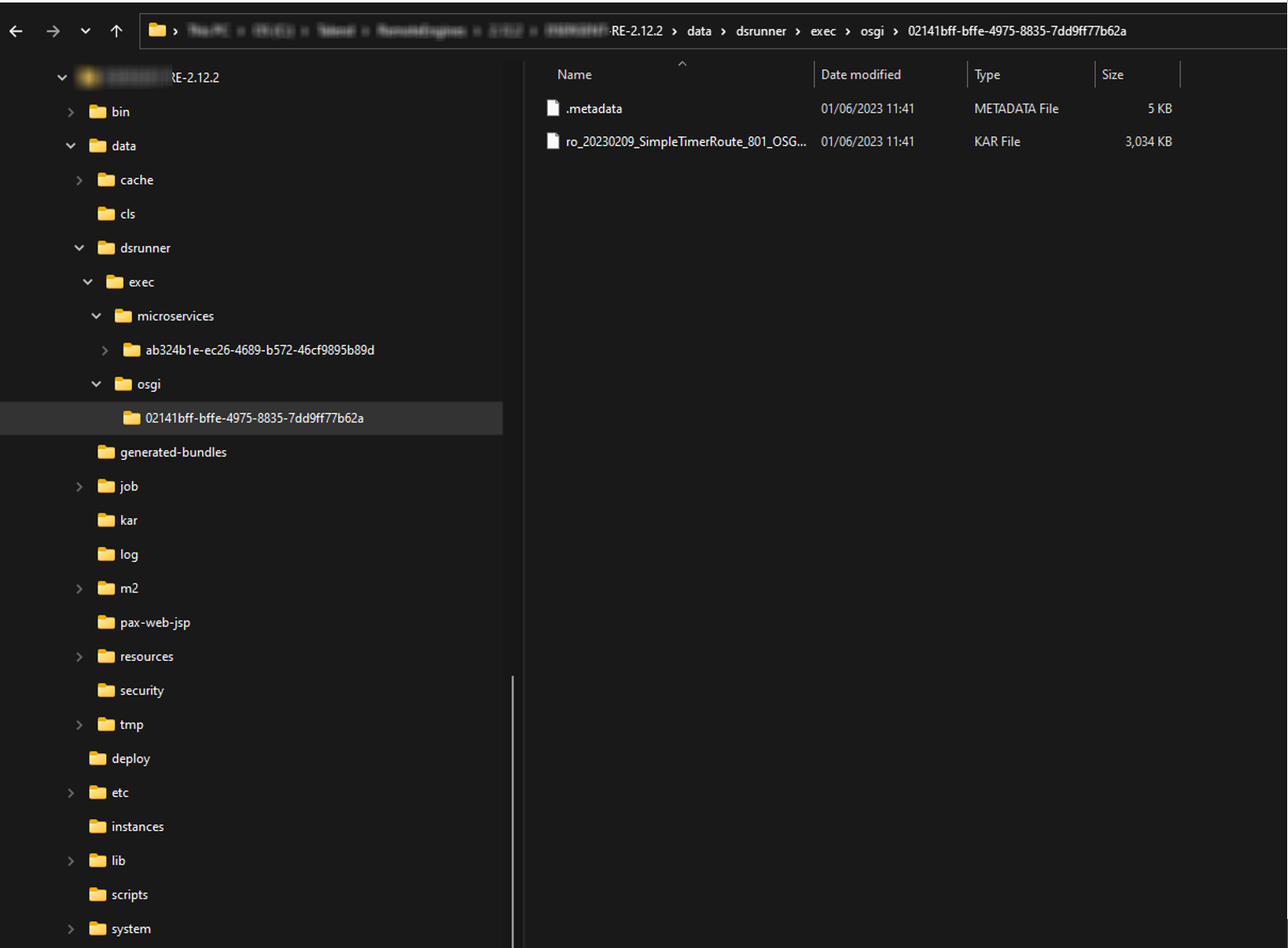 Path to the osgi folder content.