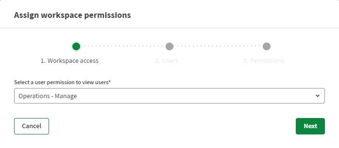 Operations Manage user permission selected.