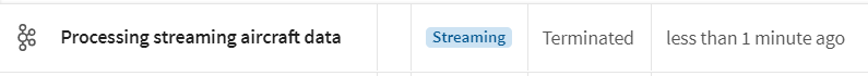 A pipeline displays the terminated status in the pipeline list.