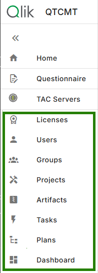 Qlik Talend Cloud Migration Toolkit side bar.