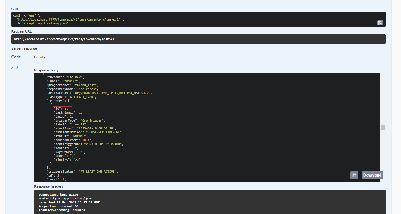 Example of a response body to get IDs of a migrated user.