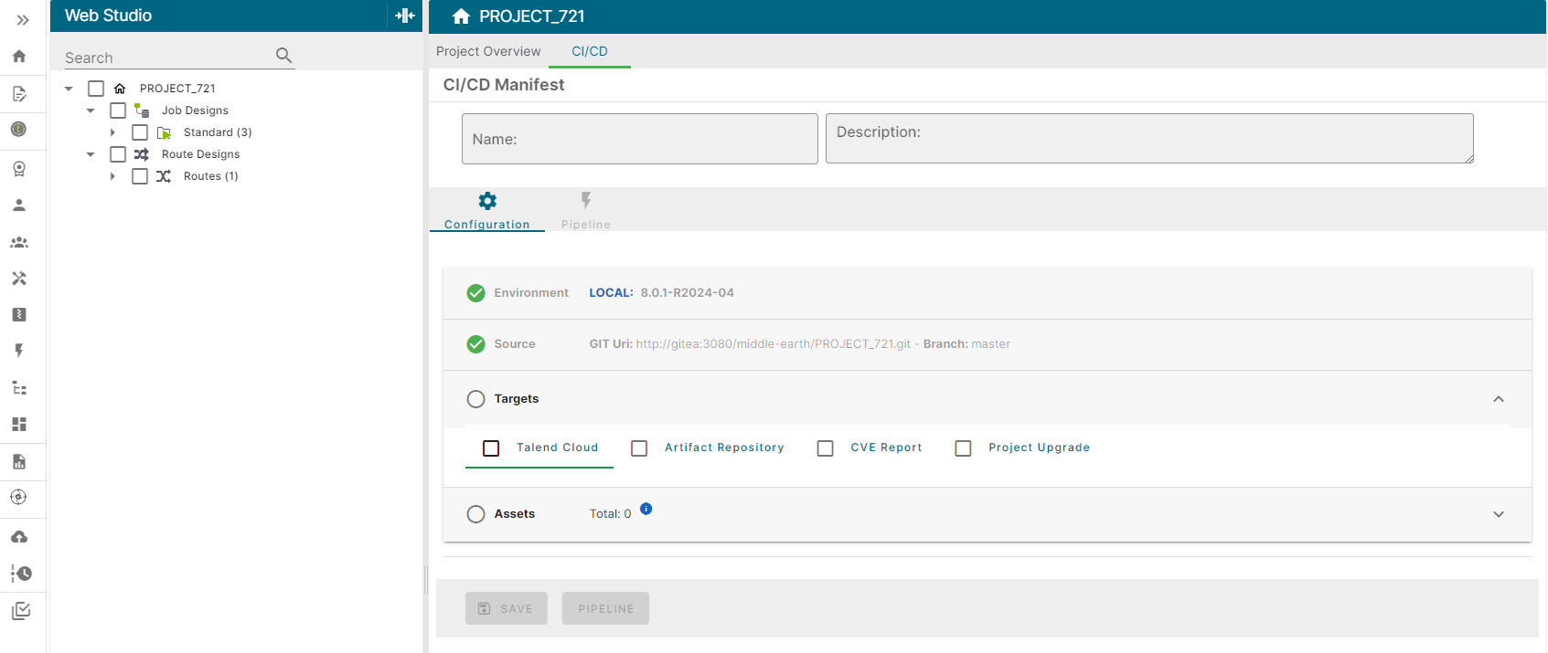 CI/CD Manifest page.