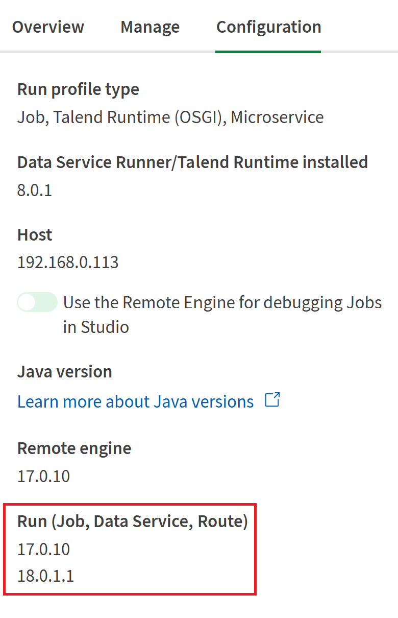 Java versions used by a Remote Engine to run tasks