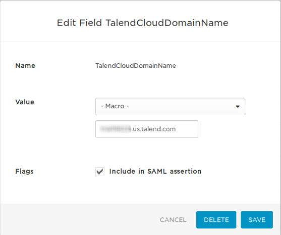 Edit Field TalendCloudDomainName dialog box.