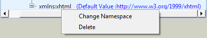 Contextual menu of a namespace in the XML tree.