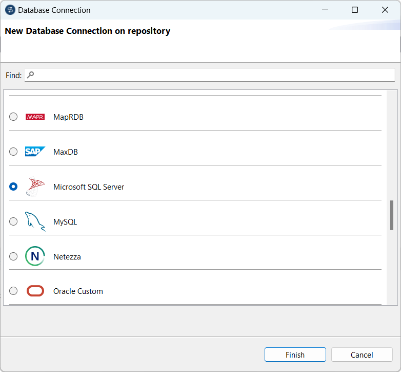 "Database Connection" dialog box.