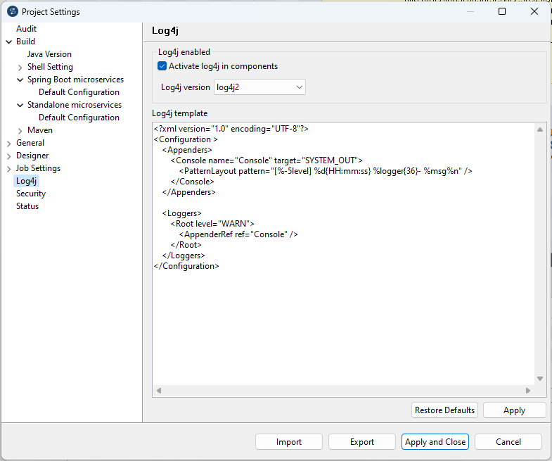 Log4j configuration